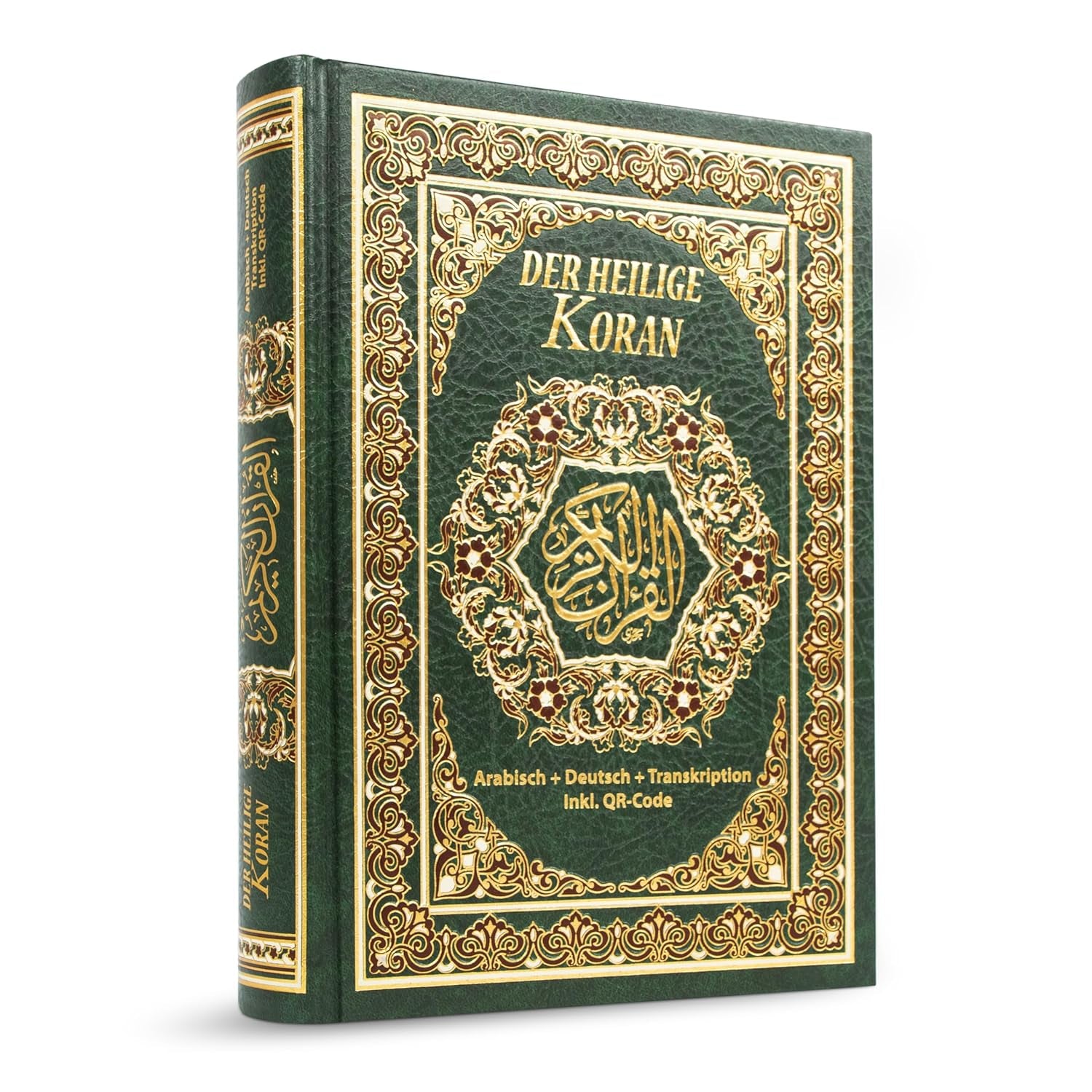 Koran Arabisch Deutsch Grün + Übersetzung + Hardcover Große Schrift inkl. Lautschrift für Anfänger - Quran Transkription - Heiliger Qur'an + Transliteration Inkl.QR-Code