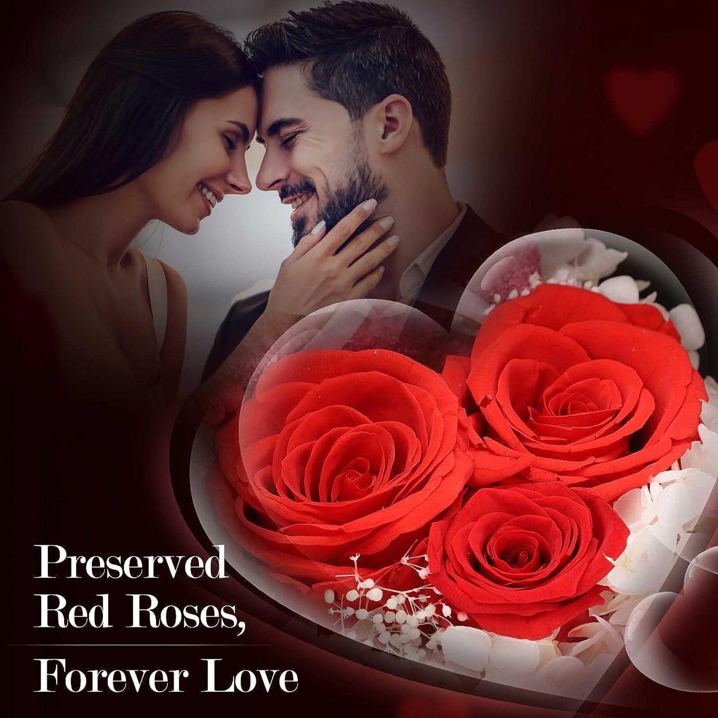 ADDWel Ewige Rose mit 925 Sterling Silber Herz Halskette - Echte Konservierte Infinity Rose Box, Romantisches Geschenk für Frauen, Freundin & Mama zum Valentinstag, Weihnachten, Geburtstag & Jahrestag