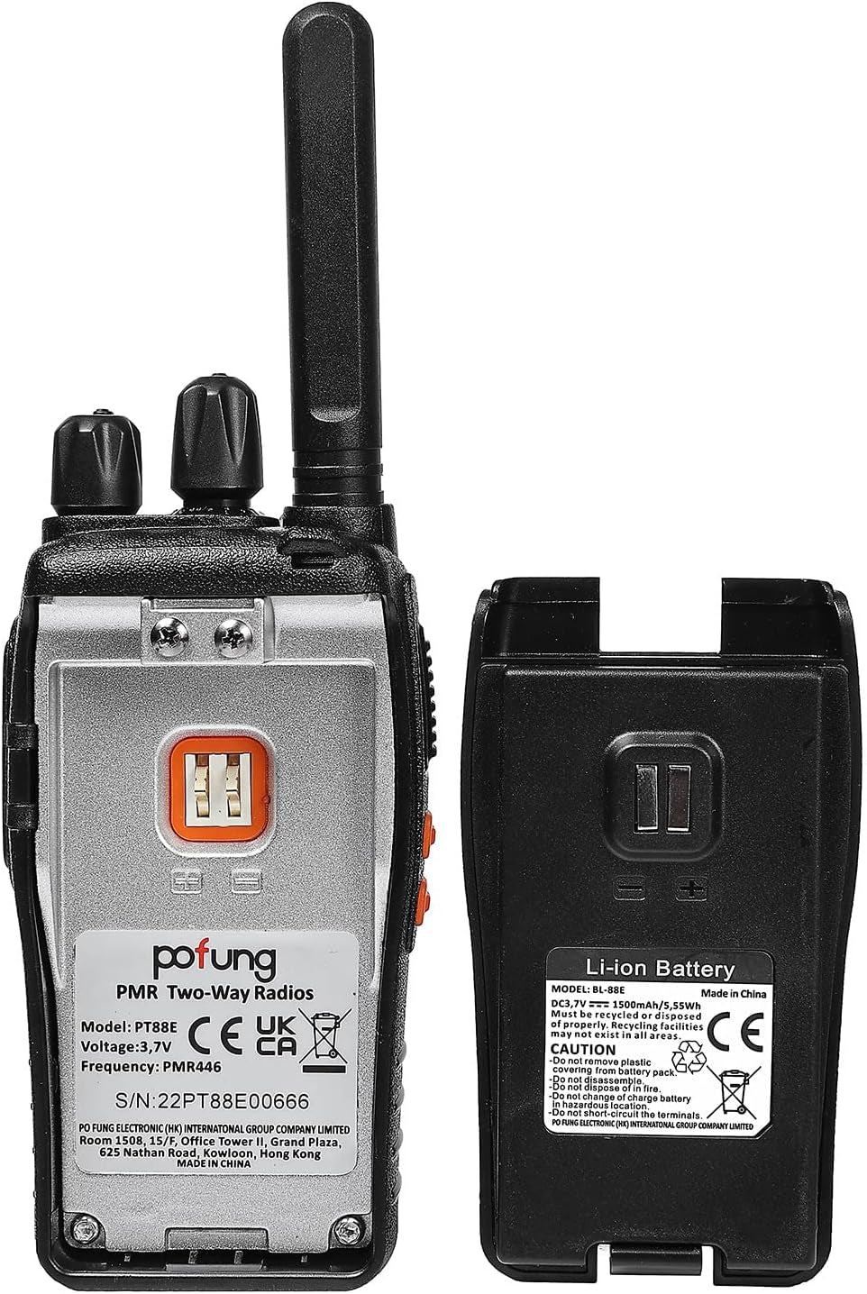 Walkie Talkie PMR446 Lizenzfreies Zwei-Wege-Funkgerät, Pofung PT88E 16 Kanäle Professionelle Wiederaufladbare Walkie Talkies Mit Großer Reichweite Mit Usb-Ladestation Und Hörmuscheln Schwarz 10 Stück