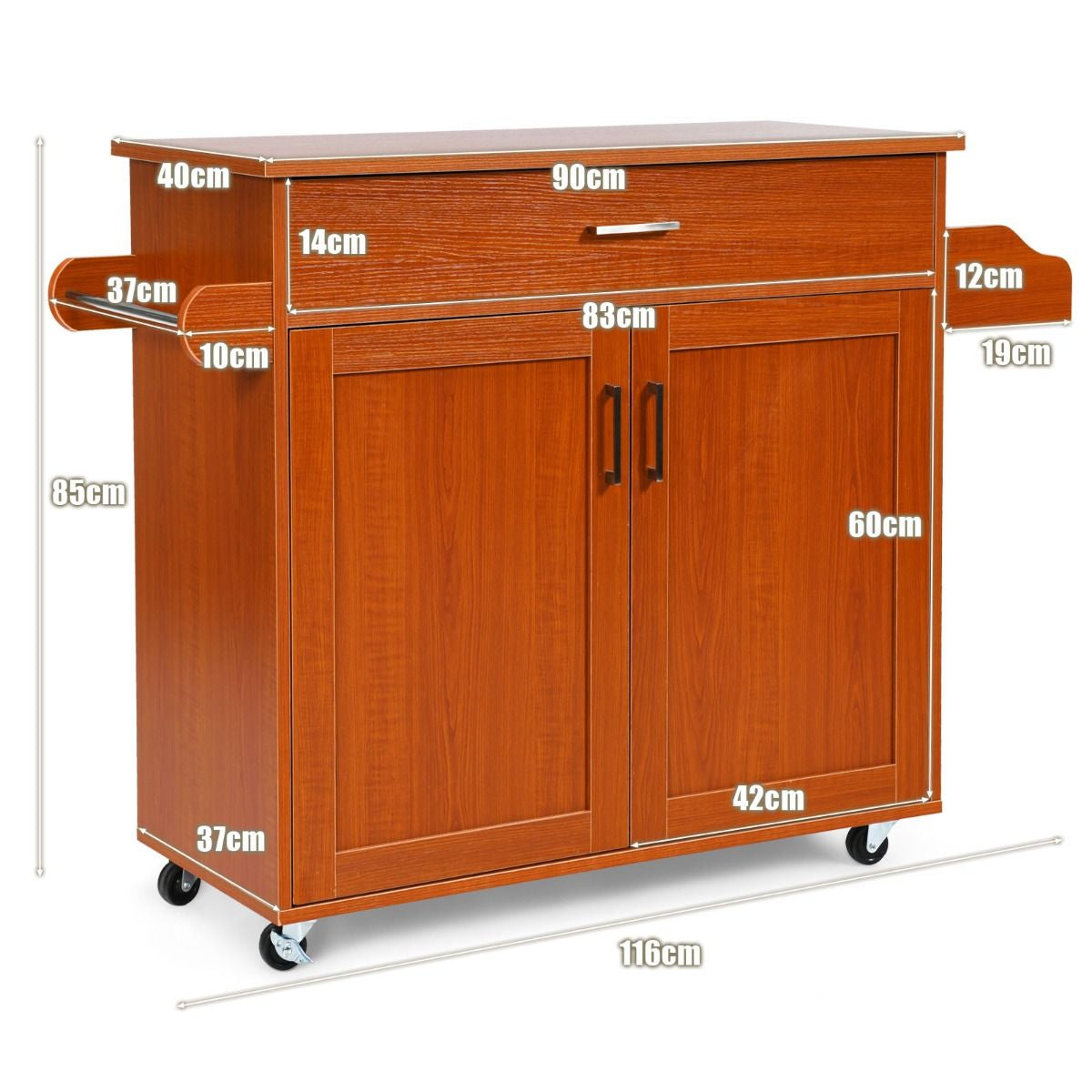 Küchenwagen Mit Handtuchhalter & Gewürzboard & Schublade Kücheninsel Rollbarer Küchenschrank