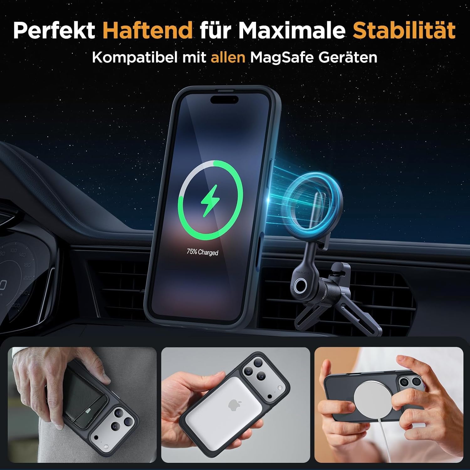 Miracase Für Iphone 17 Pro Hülle Für Magsafe [TOP Militärschutz & Magnetkraft] Stoßfest Kratzfest Mit Samtiger Haptik Extrem Langlebig Handyhülle Für Iphone 17 Pro 6,3", Matt-Schwarz