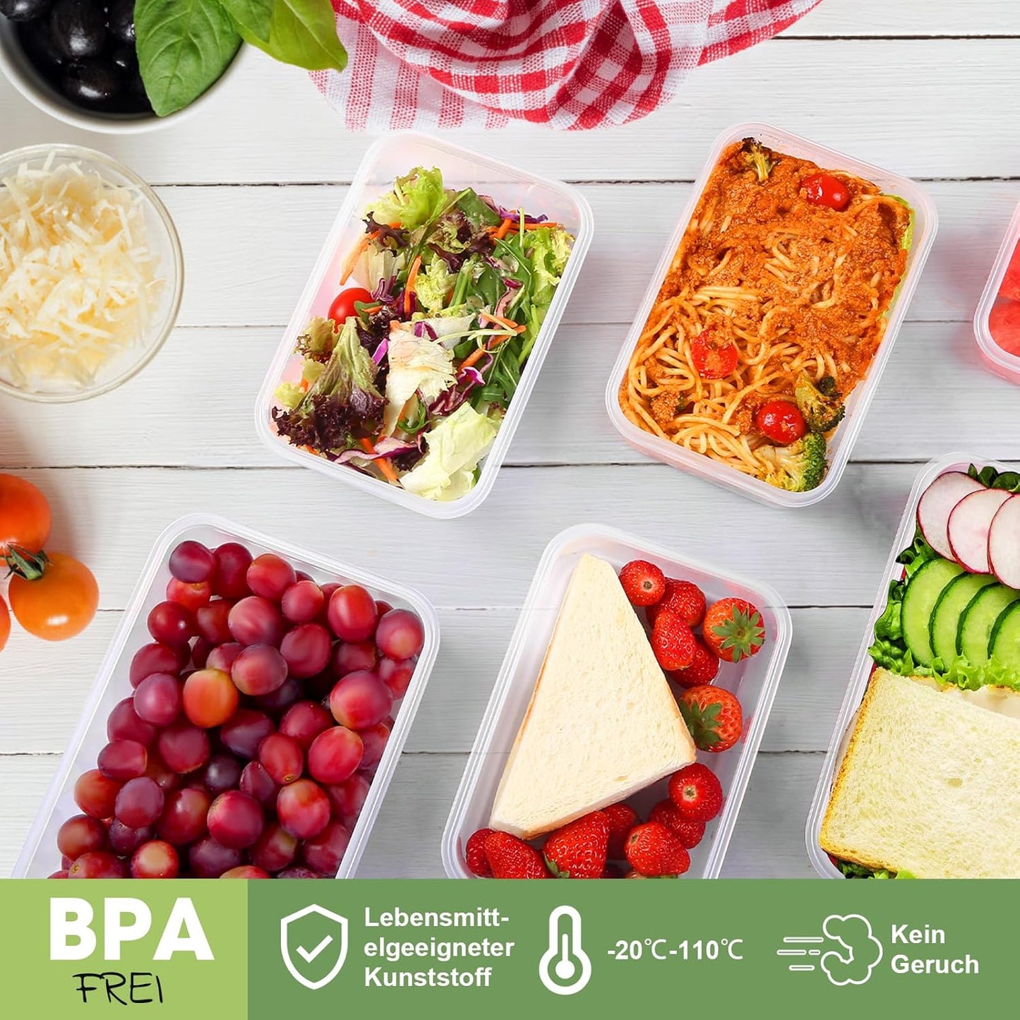 YASHE Frischhaltedosen Mit Deckel 16Pcs (8 Behälter, 8 Deckel)