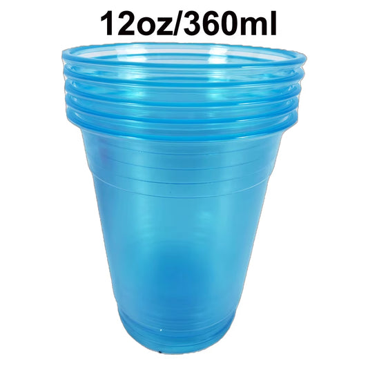 20–200 Stück, 12 Unzen, Neonfarben, Einfarbig, Einweg-Kunststoffbecher, Rosa, Orange, Blau, Grün, Eis-Kaffeetasse, Durchsichtiger Kunststoffbecher, Leuchtet Im UV