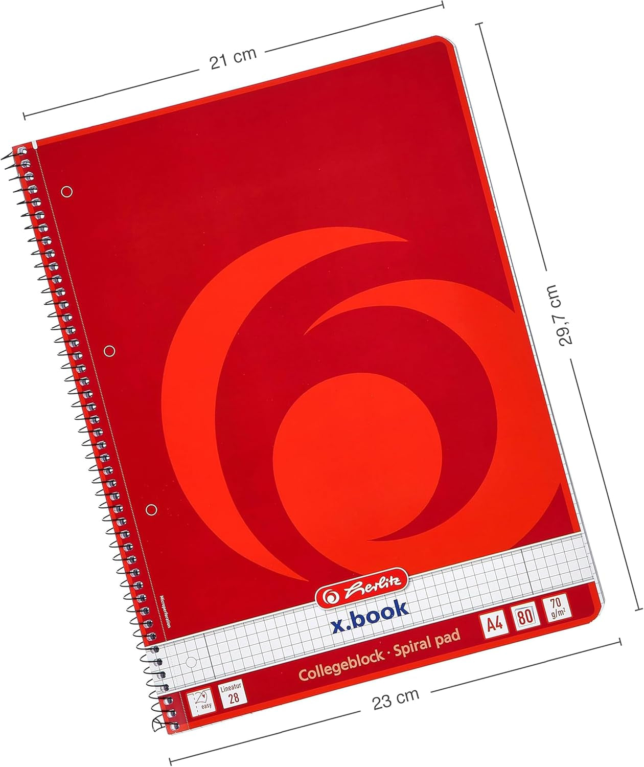 Herlitz Collegeblock A4, 80 Blatt Rand Links Und Rechts (Kariert)