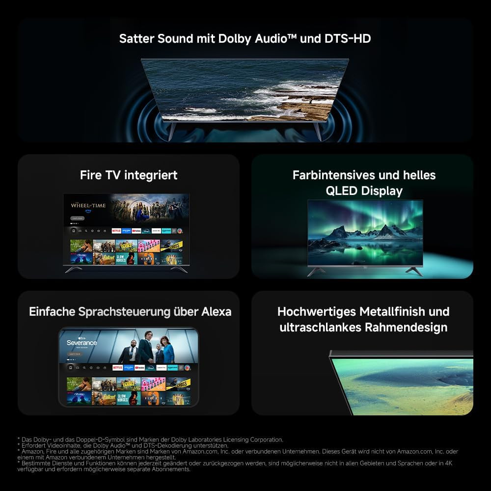Xiaomi TV F Pro 32, 32 Zoll (81 Cm), QLED, Smart TV, Fire OS7, Triple Tuner Dvb-C/S/S2/T/T2,Dolby Audio™, DTS Virtual:X, DTS-HD, Sprachsteuerung Mit Alexa, Kompatibel Mit Apple Airplay