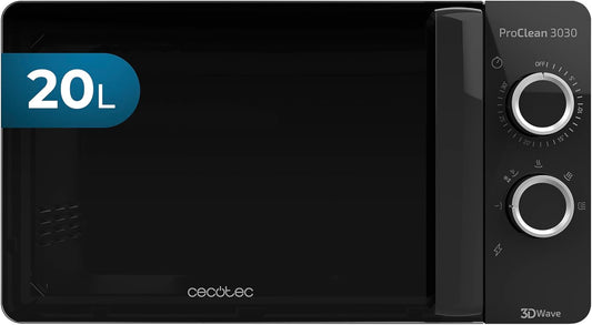 Proclean 3030 - Mikrowelle, 20 L Kapazität, Ready2Clean-Beschichtung, 700 W, 6 Betriebsstufen, 30-Minuten-Timer, Abtaumodus, Farbe Schwarz