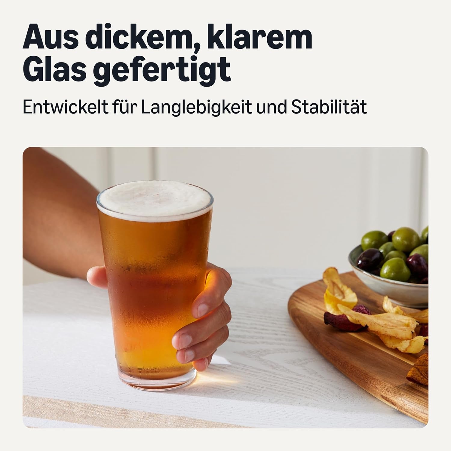 Amazon Basics Pint-Gläser, 6-Teiliges Set, 473,2Ml, Spülmaschinenfest