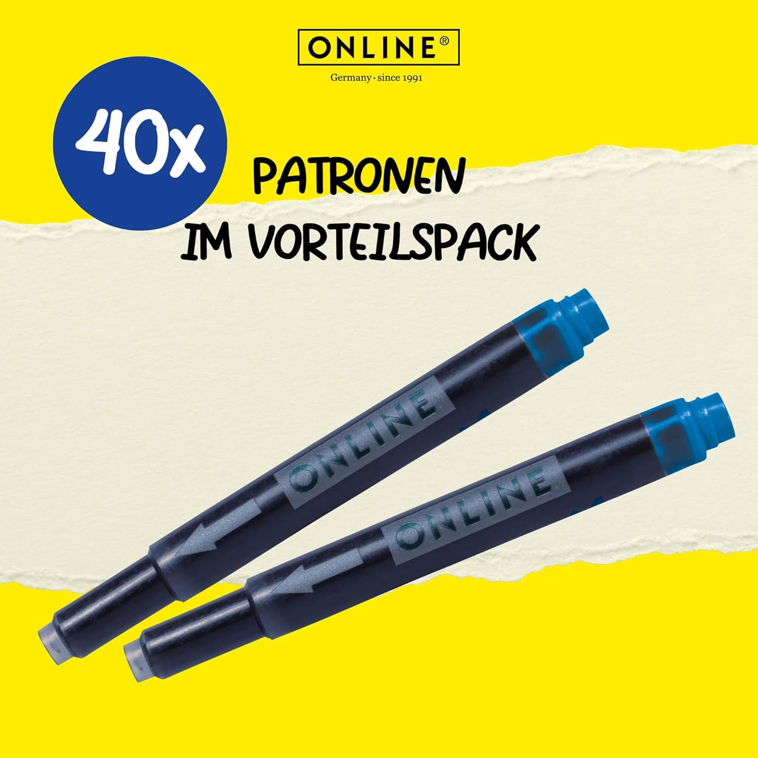 ONLINE 40X Kompatible LAMY Patronen Blau, Auch Für Pelikan, Stabilo Etc, Universal Tintenpatronen