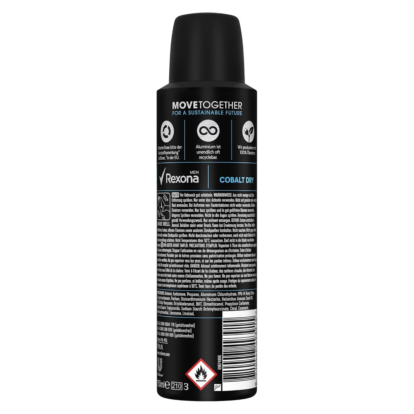 Rexona Men Motionsense Deo Spray Cobalt Dry Anti-Transpirant Mit 48 Stunden Schutz Gegen Körpergeruch Und Achselnässe 6X 150 Ml