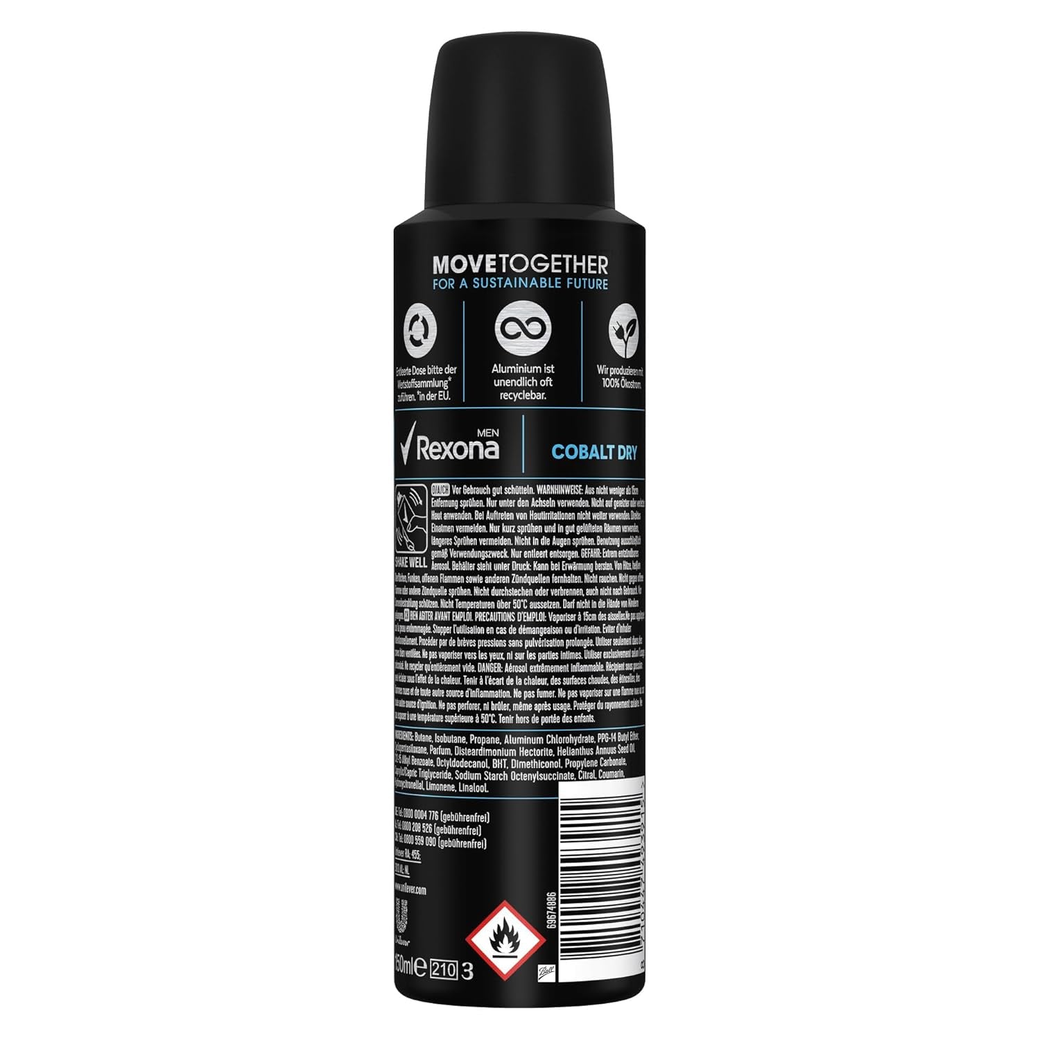 Rexona Men Motionsense Deo Spray Cobalt Dry Anti-Transpirant Mit 48 Stunden Schutz Gegen Körpergeruch Und Achselnässe 6X 150 Ml